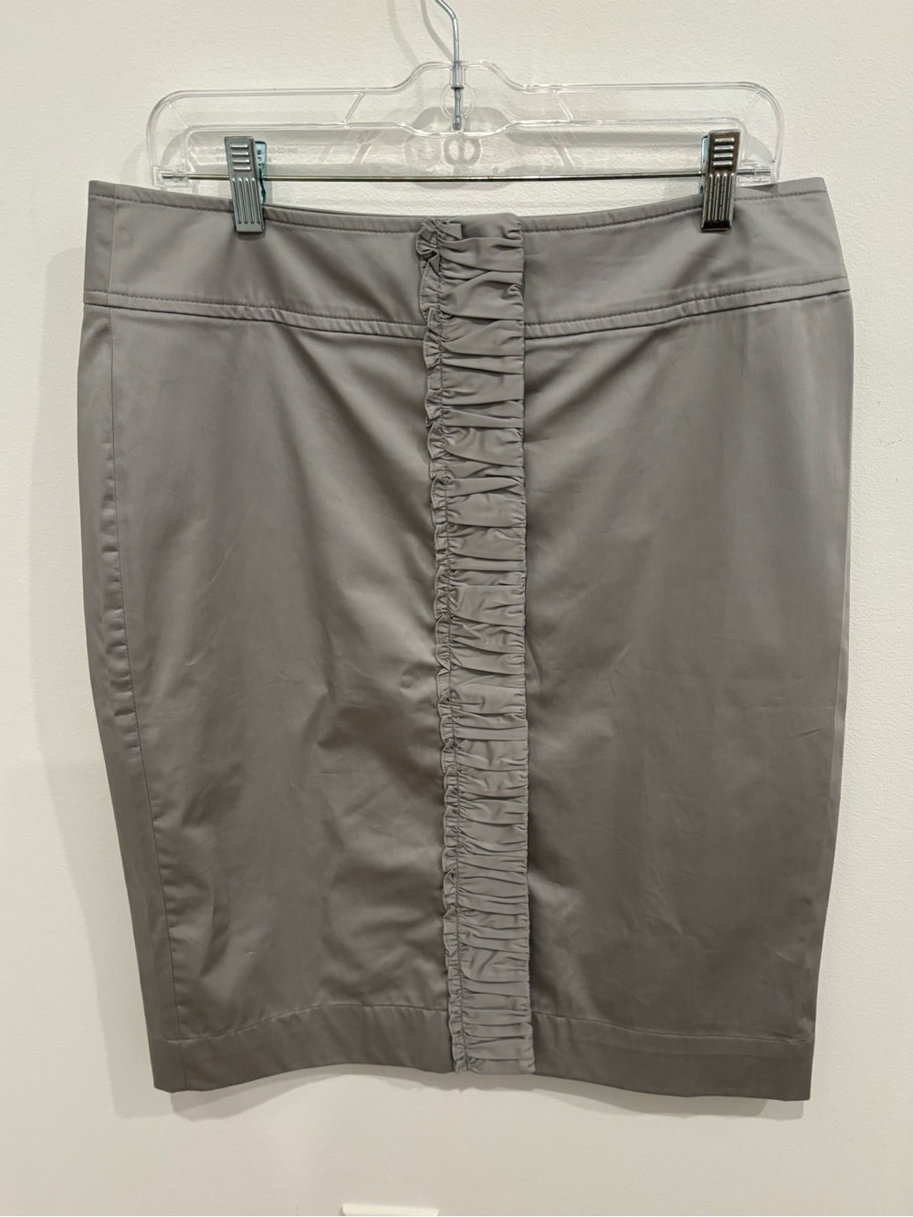 Talbots NEW Pencil Skirt Shimmery Grey Hidden Buttons Gathered Detail Womens 10